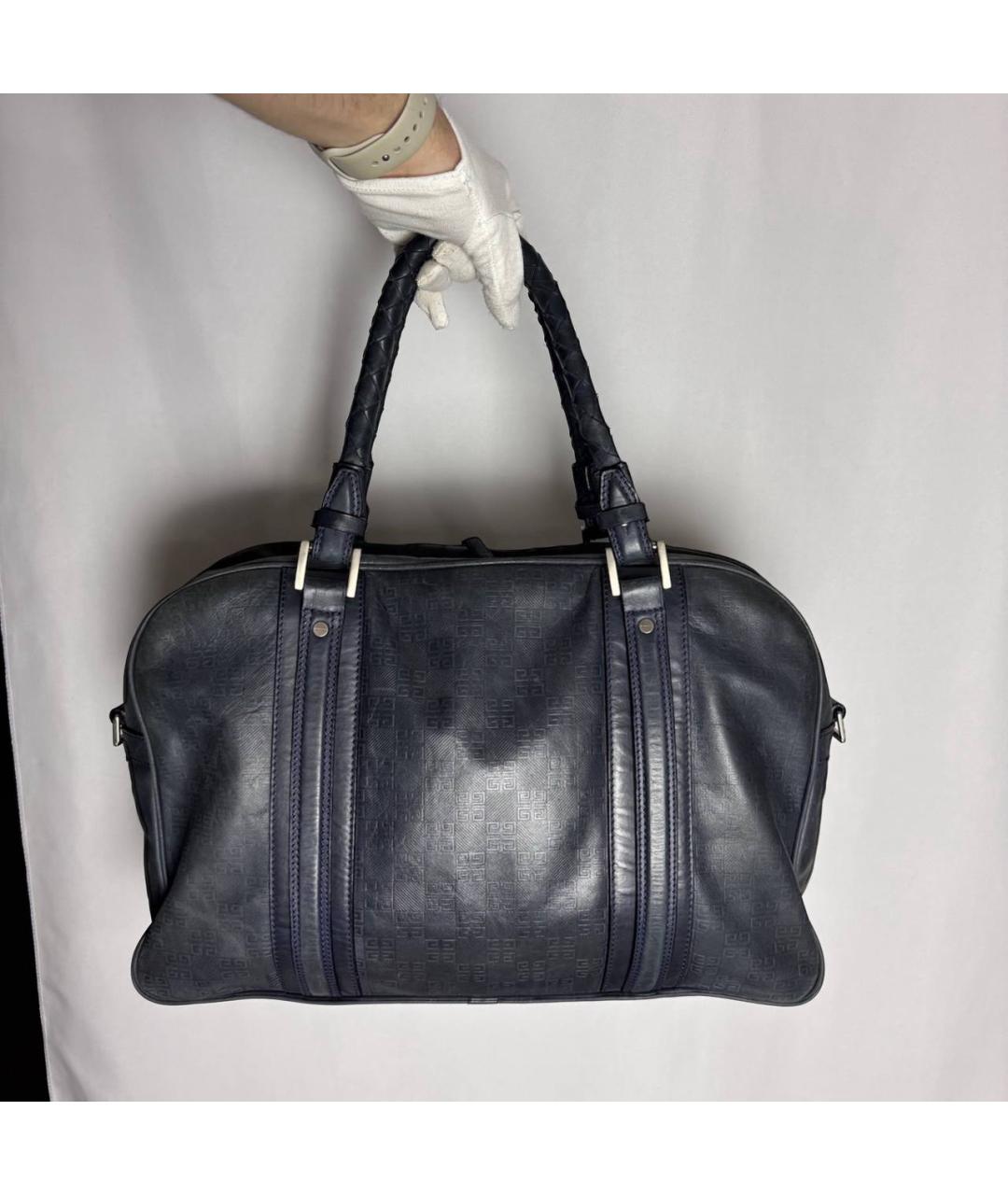 GIVENCHY Темно-синяя кожаная сумка с короткими ручками, фото 7