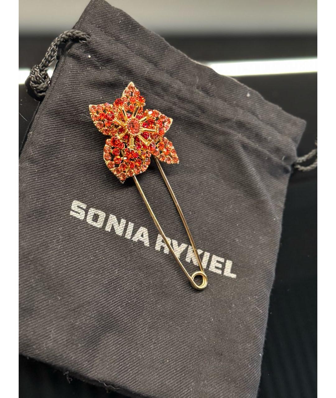SONIA RYKIEL Красная металлическая булавка / брошь, фото 5