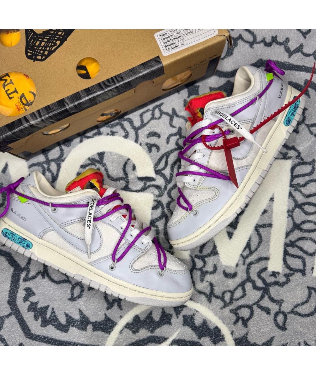 NIKE X OFF-WHITE Серые кожаные низкие кроссовки / кеды, фото 6