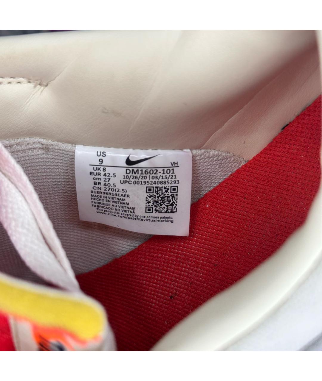 NIKE X OFF-WHITE Серые кожаные низкие кроссовки / кеды, фото 5
