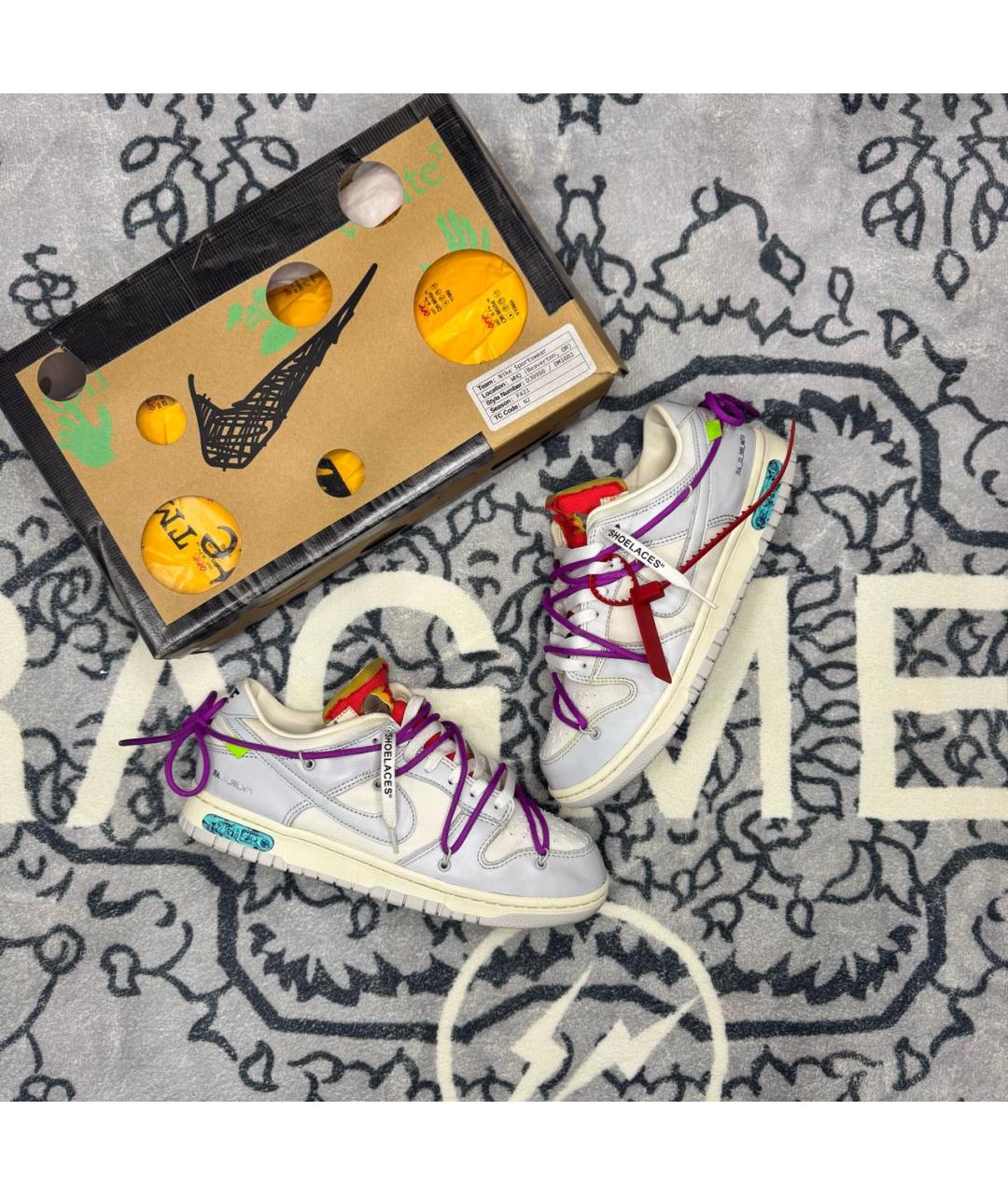 NIKE X OFF-WHITE Серые кожаные низкие кроссовки / кеды, фото 3