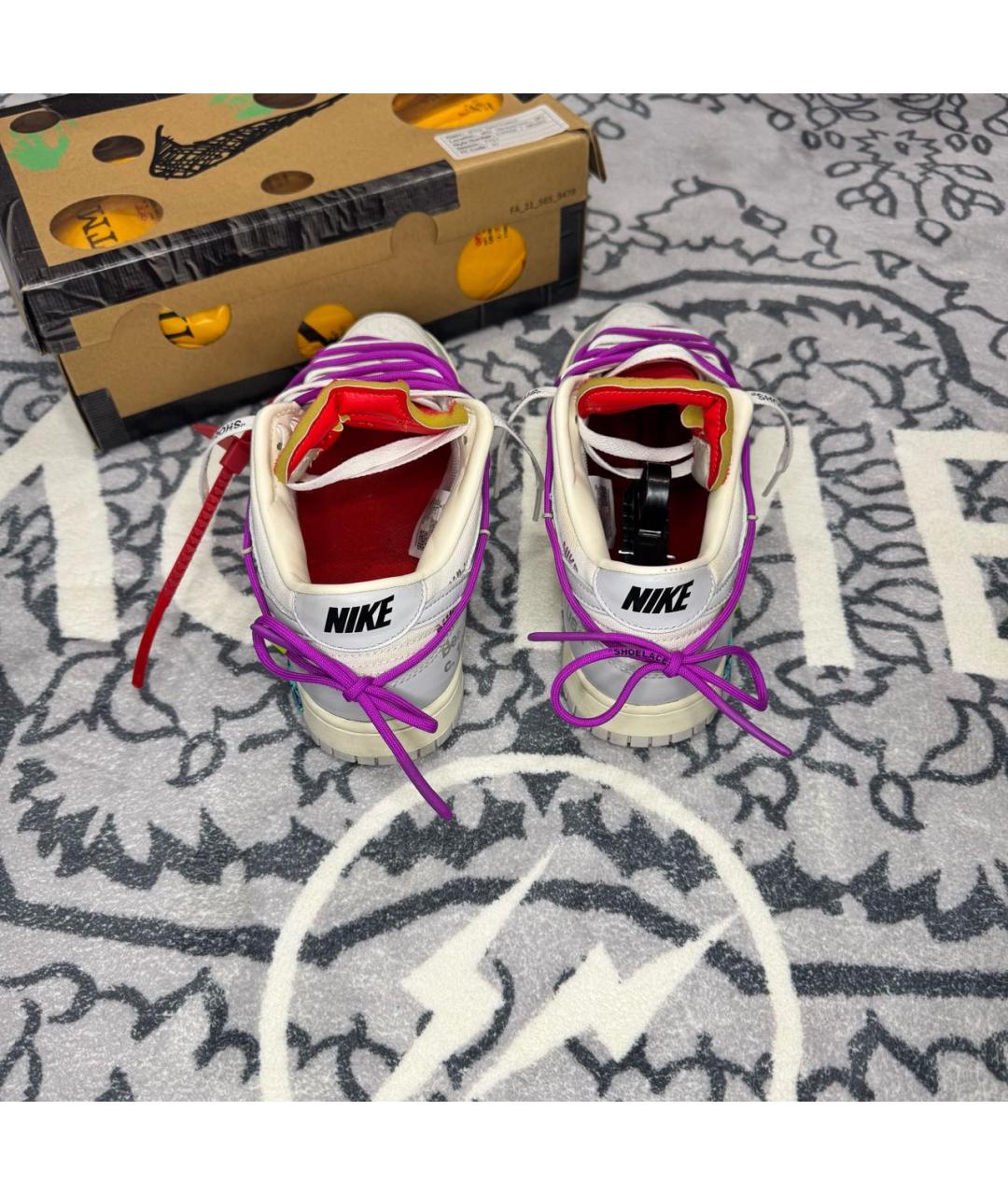 NIKE X OFF-WHITE Серые кожаные низкие кроссовки / кеды, фото 4