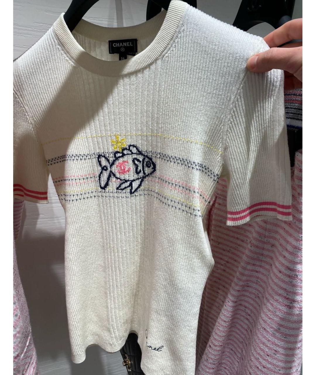 CHANEL Белая хлопковая футболка, фото 4