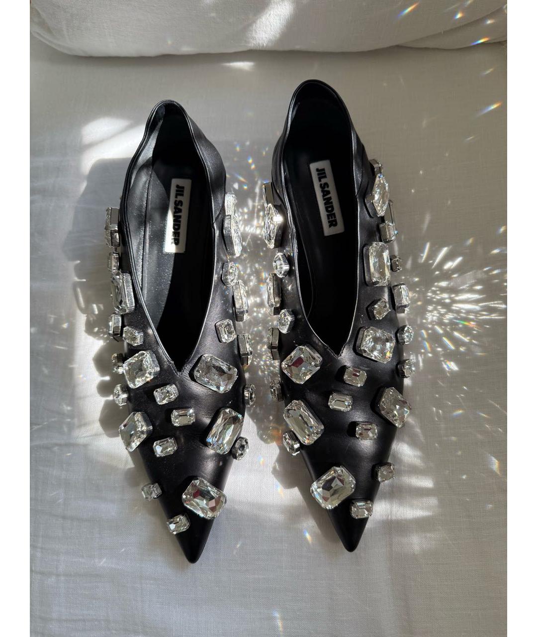JIL SANDER Черные кожаные балетки, фото 2