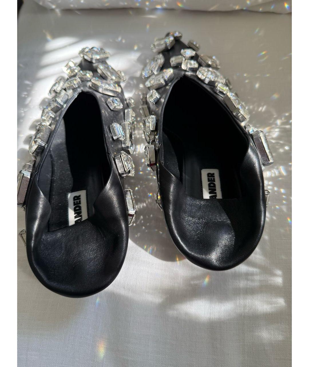 JIL SANDER Черные кожаные балетки, фото 3