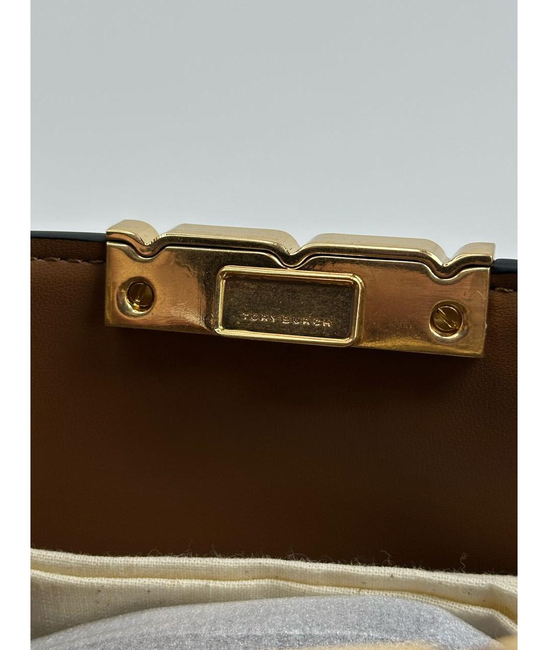 TORY BURCH Черная кожаная сумка с короткими ручками, фото 6