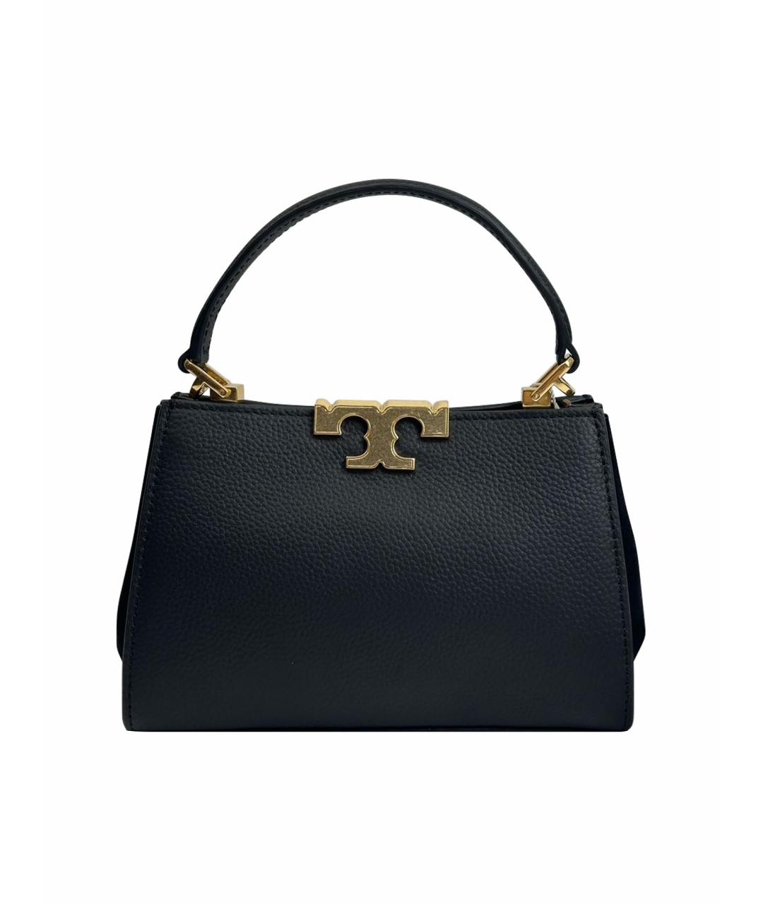 TORY BURCH Черная кожаная сумка с короткими ручками, фото 1
