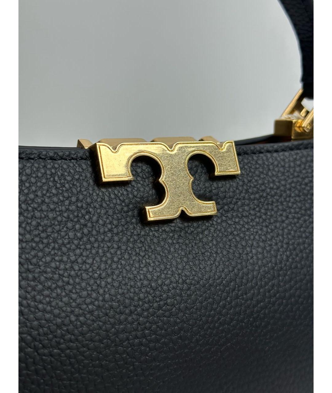 TORY BURCH Черная кожаная сумка с короткими ручками, фото 5