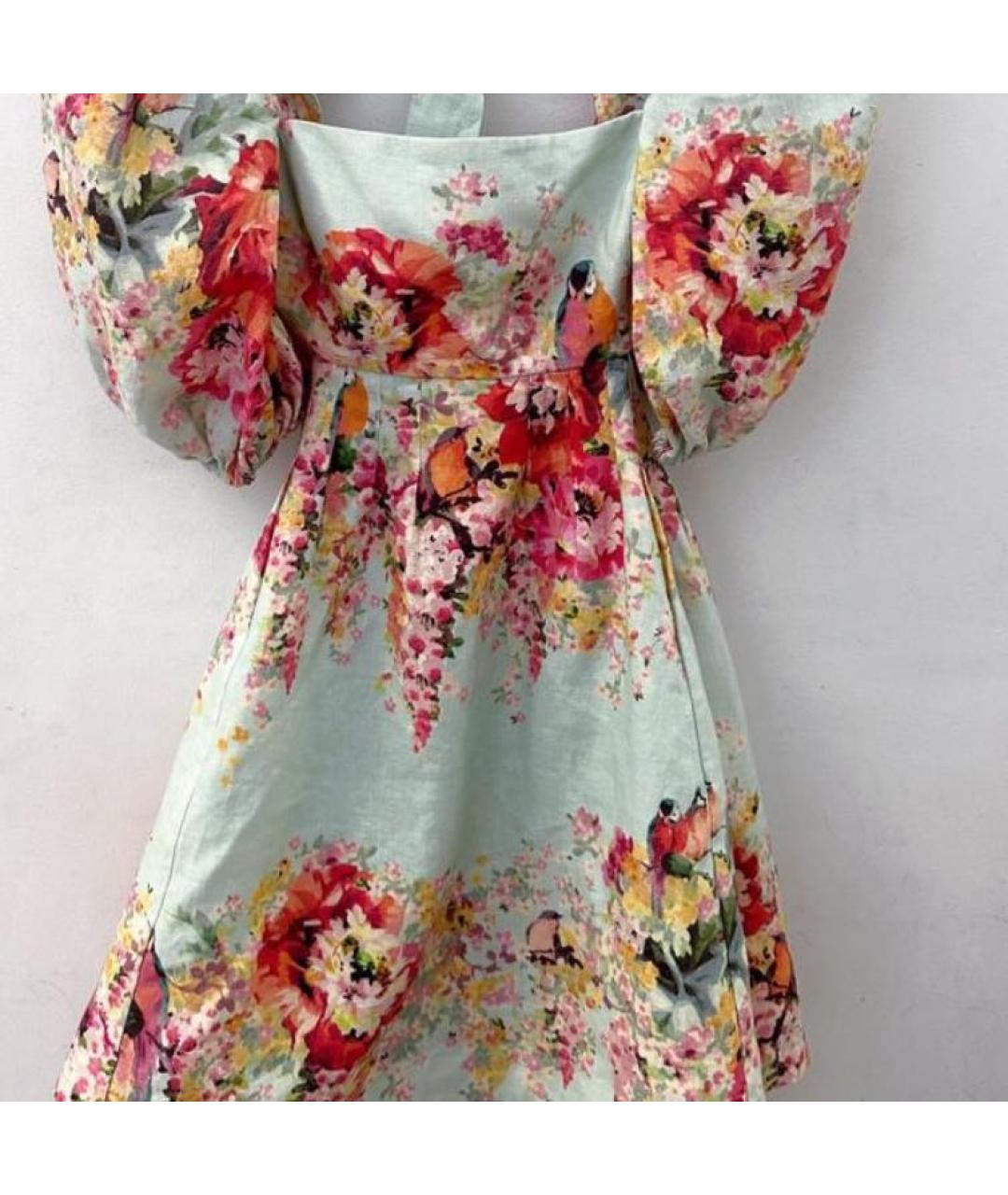 ZIMMERMANN Голубое льняное повседневное платье, фото 4