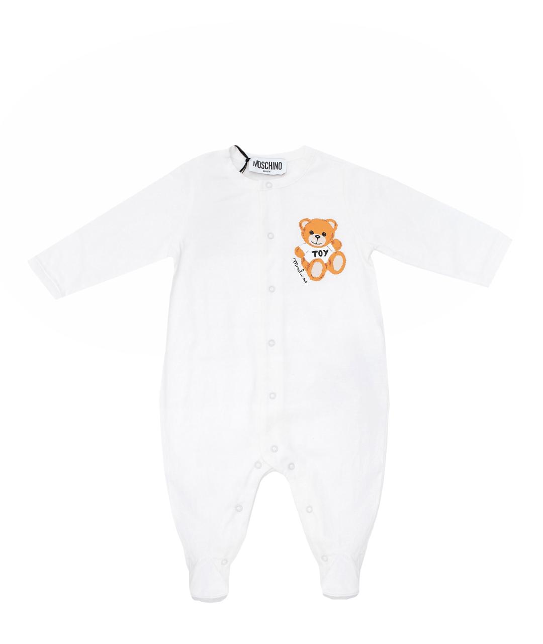 MOSCHINO KIDS Белый хлопковый боди / песочник, фото 8