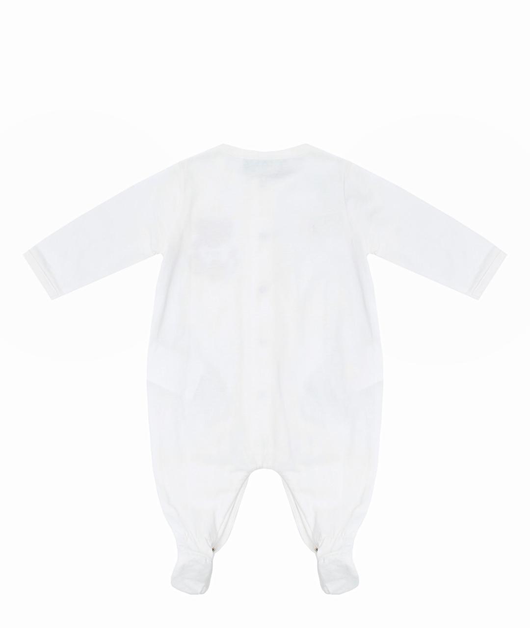MOSCHINO KIDS Белый хлопковый боди / песочник, фото 2
