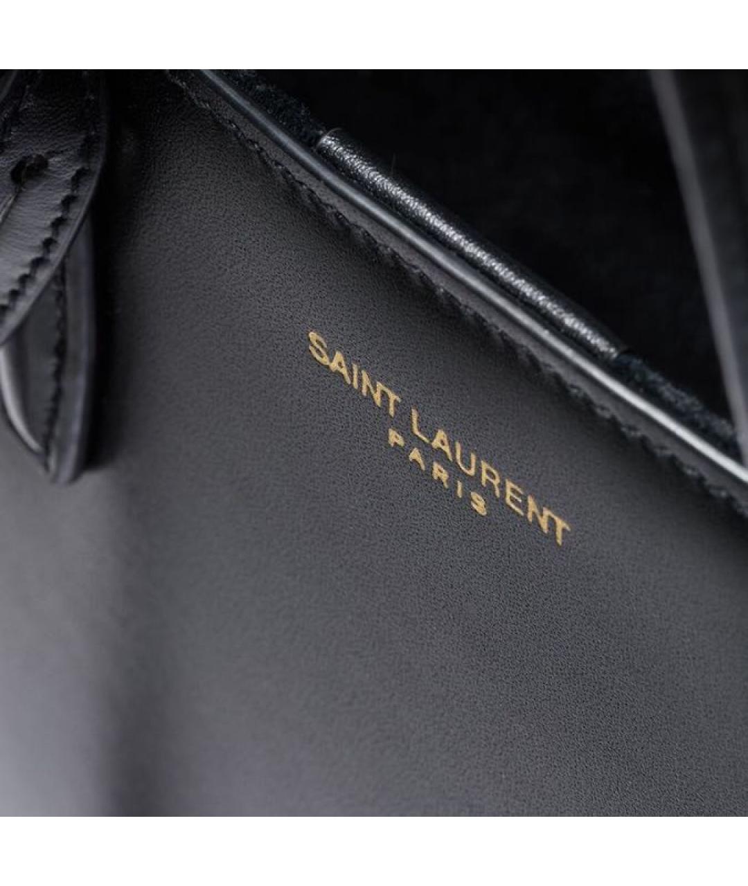 SAINT LAURENT Черная кожаная сумка с короткими ручками, фото 4