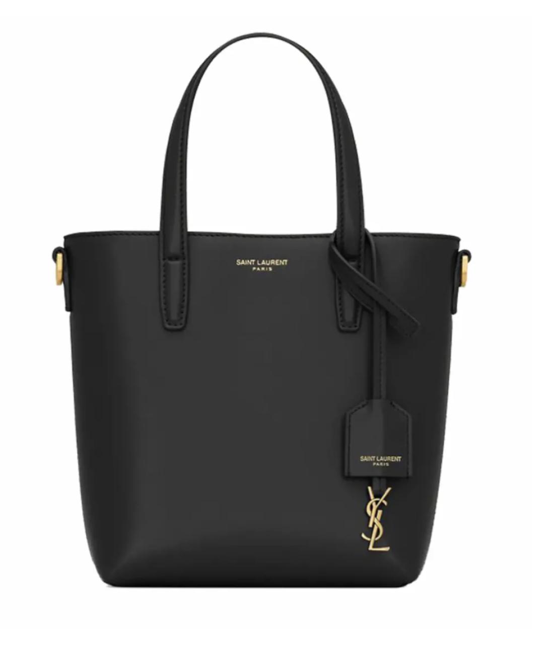 SAINT LAURENT Черная кожаная сумка с короткими ручками, фото 1