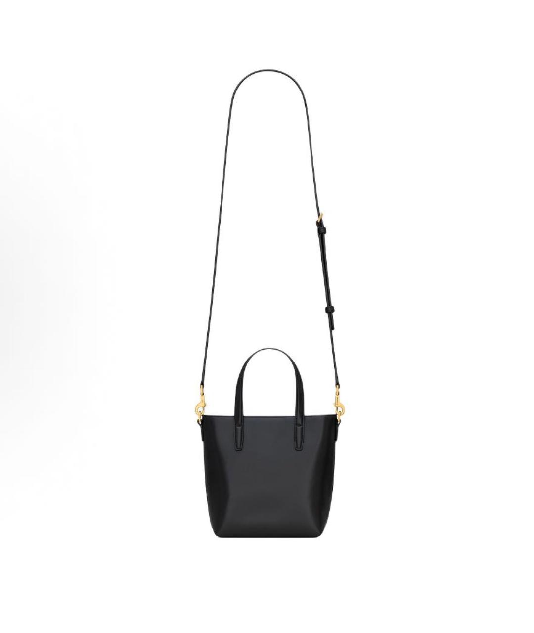 SAINT LAURENT Черная кожаная сумка с короткими ручками, фото 5