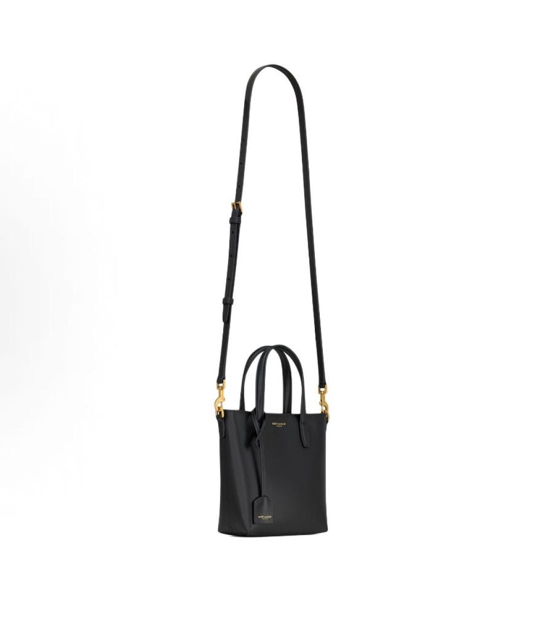 SAINT LAURENT Черная кожаная сумка с короткими ручками, фото 3