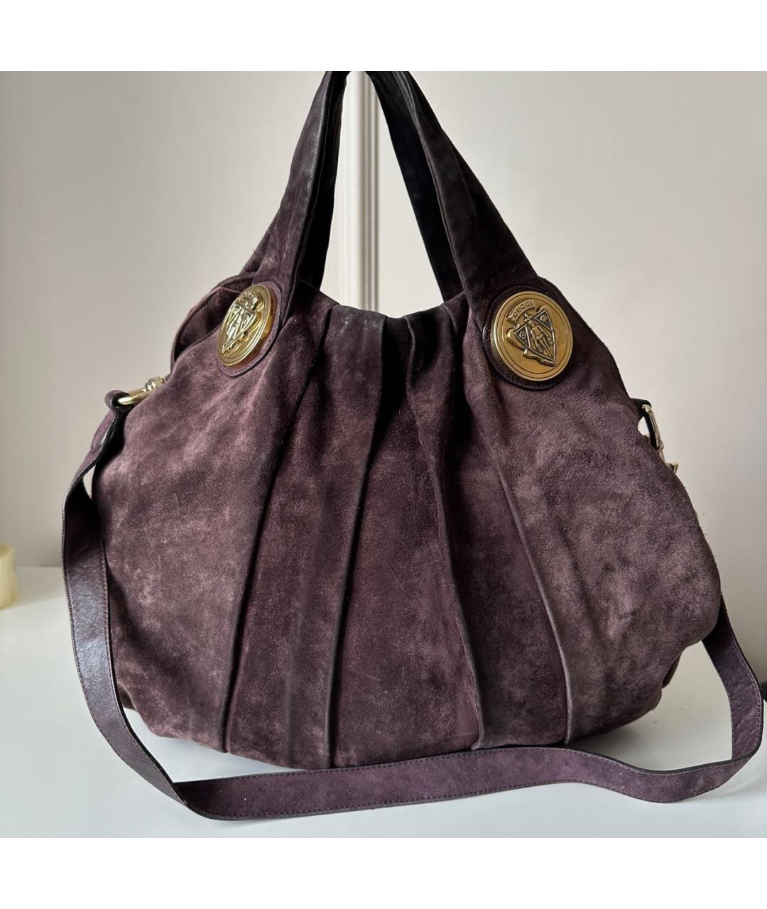 GUCCI Фиолетовая замшевая сумка тоут, фото 9