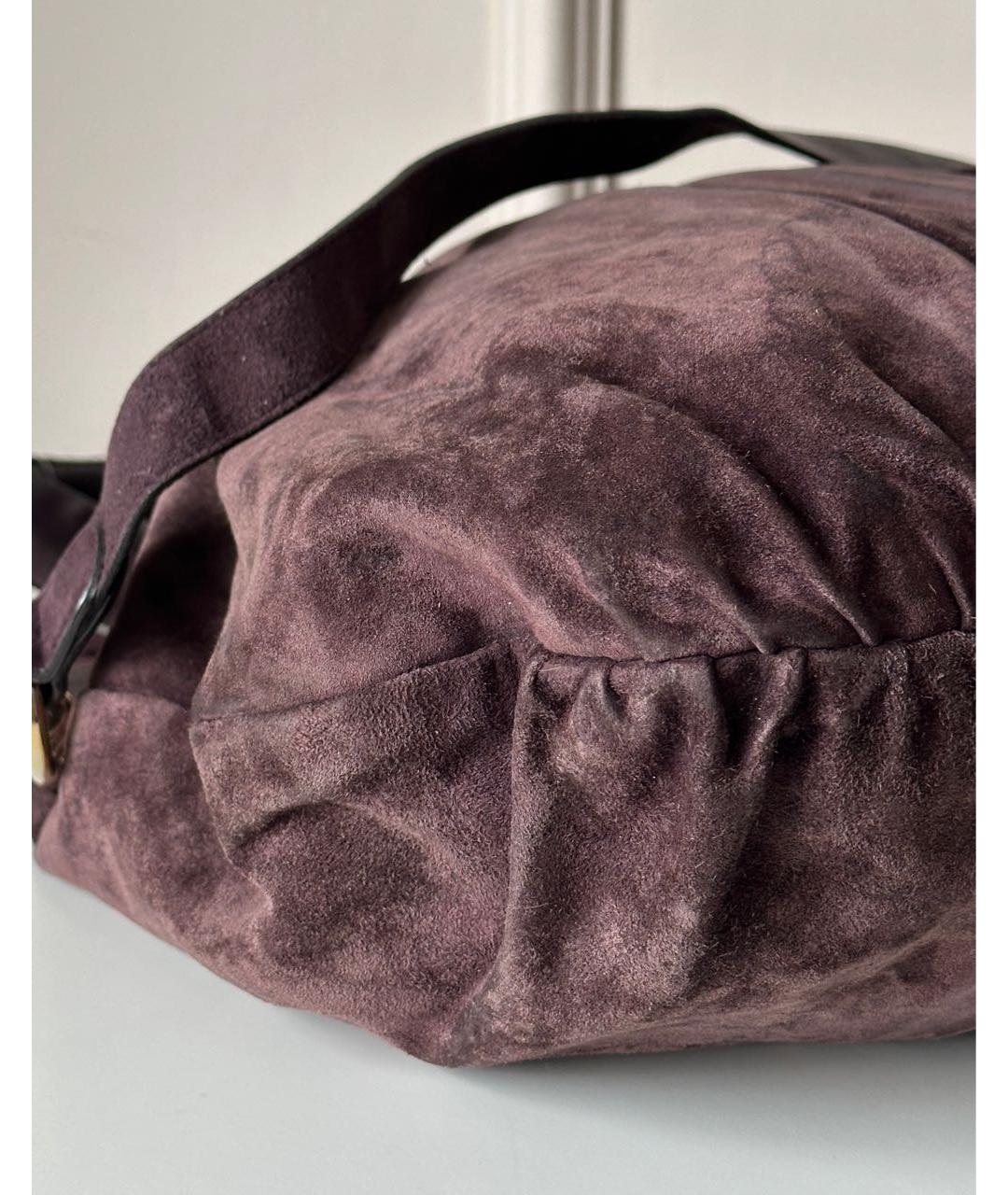 GUCCI Фиолетовая замшевая сумка тоут, фото 6