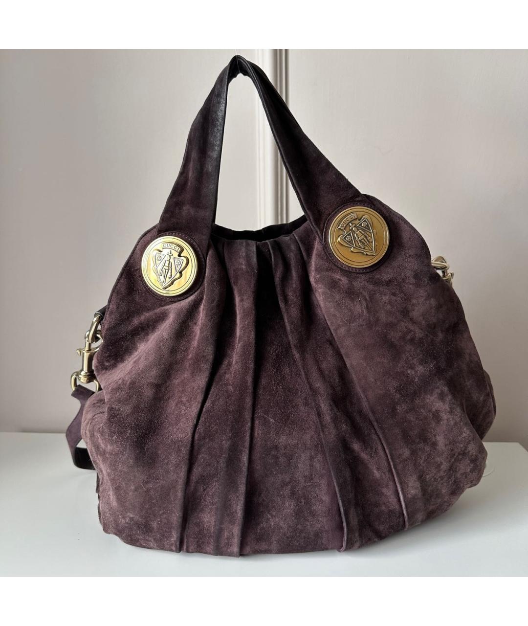 GUCCI Фиолетовая замшевая сумка тоут, фото 2
