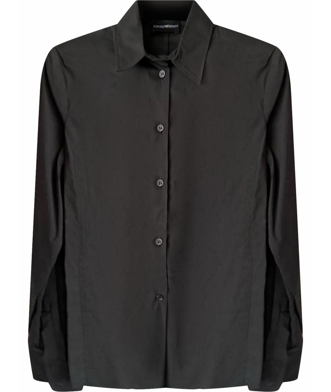 EMPORIO ARMANI Черная хлопко-эластановая рубашка, фото 1
