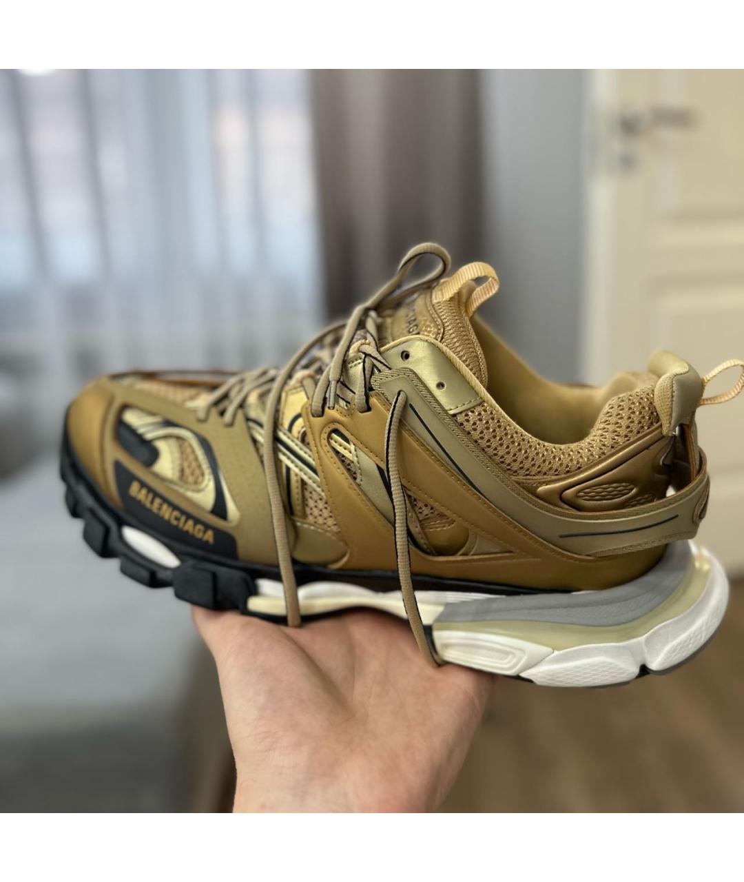 BALENCIAGA Золотые текстильные низкие кроссовки / кеды, фото 5