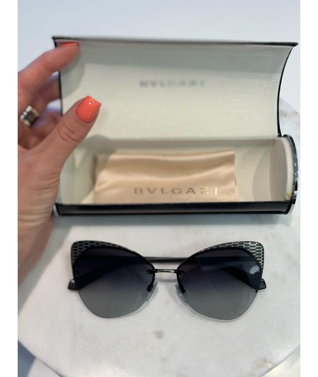 BVLGARI Серые металлические солнцезащитные очки, фото 4