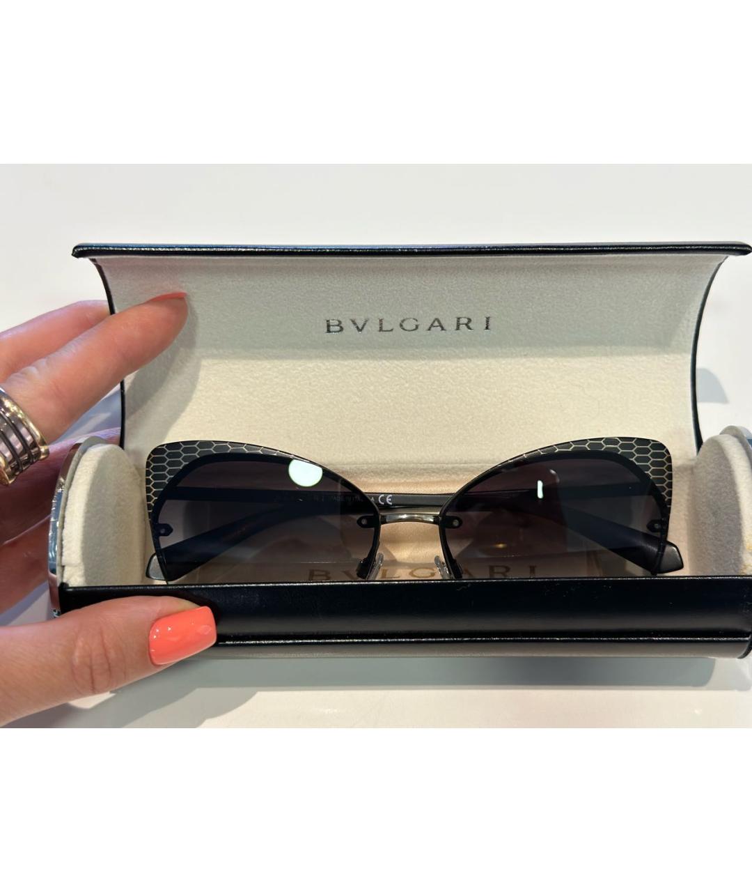 BVLGARI Серые металлические солнцезащитные очки, фото 3