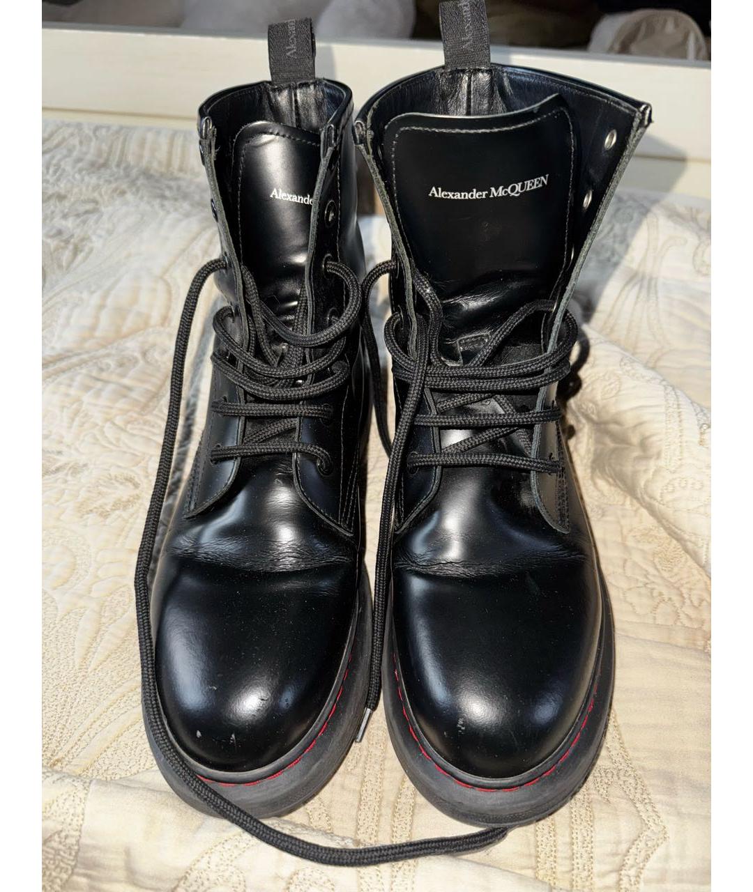 ALEXANDER MCQUEEN Черные кожаные ботинки, фото 2