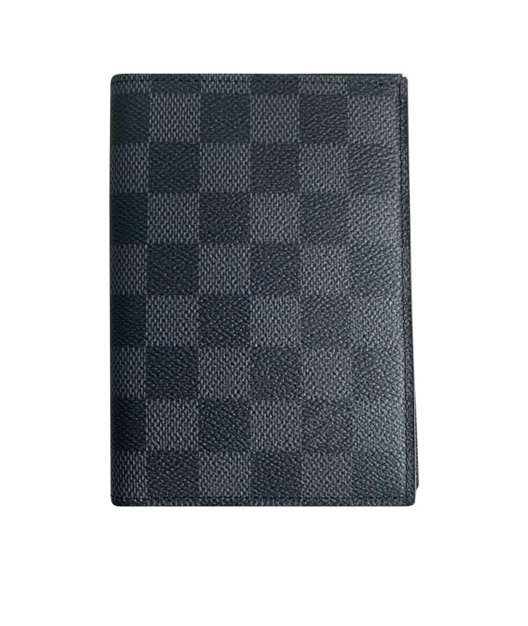 LOUIS VUITTON Антрацитовый кожаный кардхолдер, фото 1