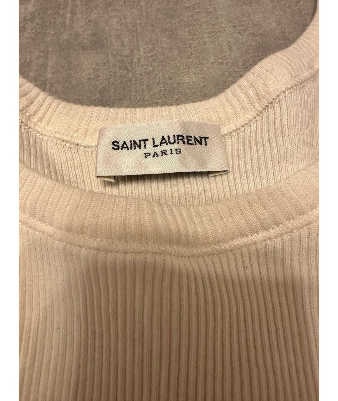 SAINT LAURENT Белая хлопковая майка, фото 5