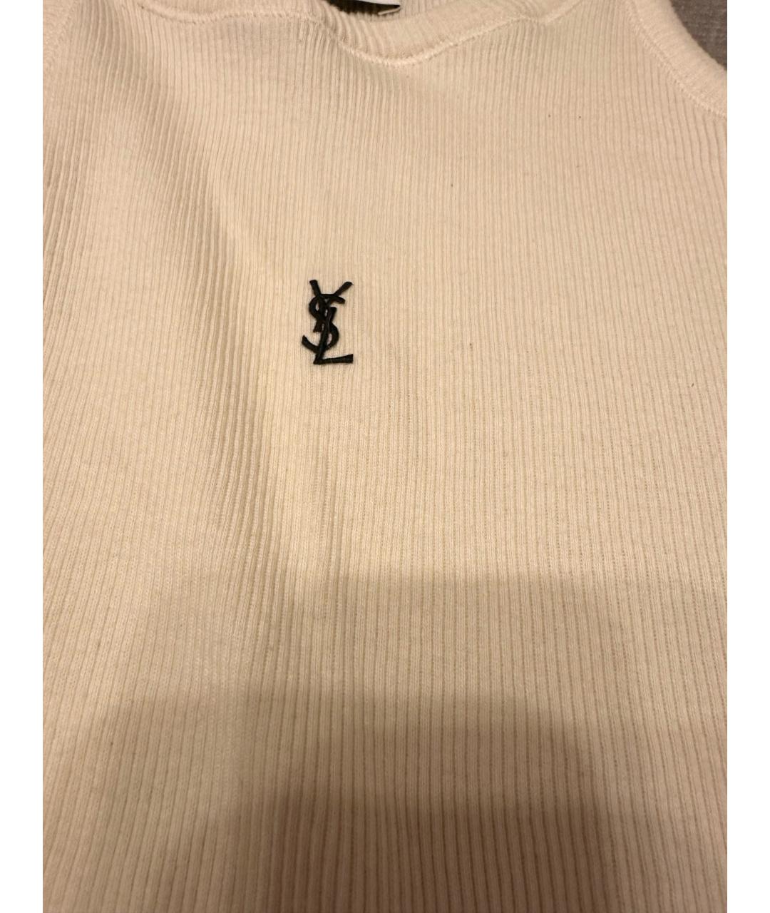 SAINT LAURENT Белая хлопковая майка, фото 4