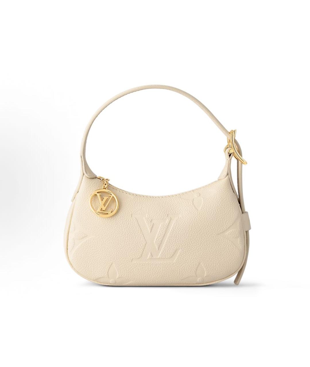 LOUIS VUITTON Бежевая кожаная сумка с короткими ручками, фото 5