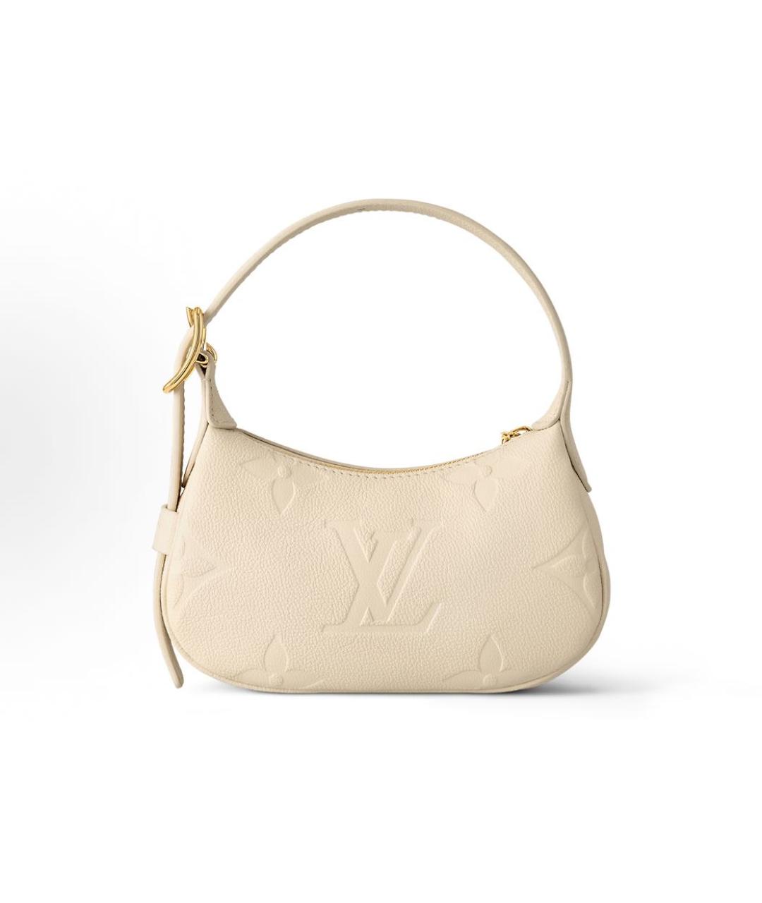 LOUIS VUITTON Бежевая кожаная сумка с короткими ручками, фото 3