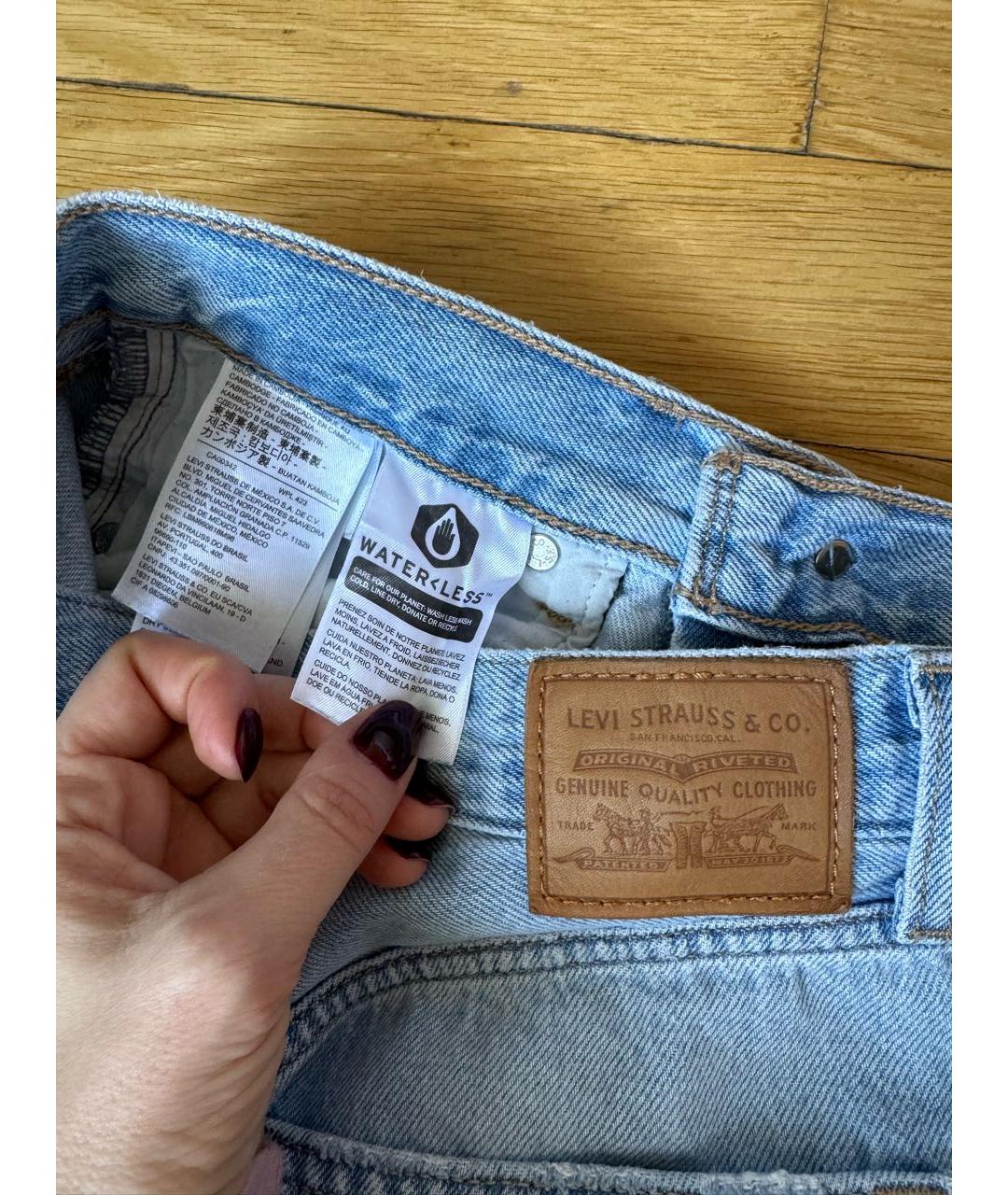 LEVI'S Голубые хлопковые прямые джинсы, фото 4