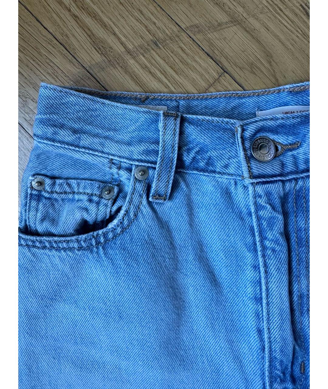 LEVI'S Голубые хлопковые прямые джинсы, фото 7