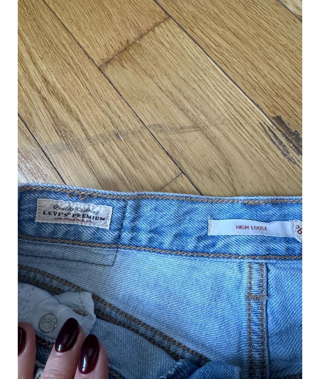 LEVI'S Голубые хлопковые прямые джинсы, фото 5
