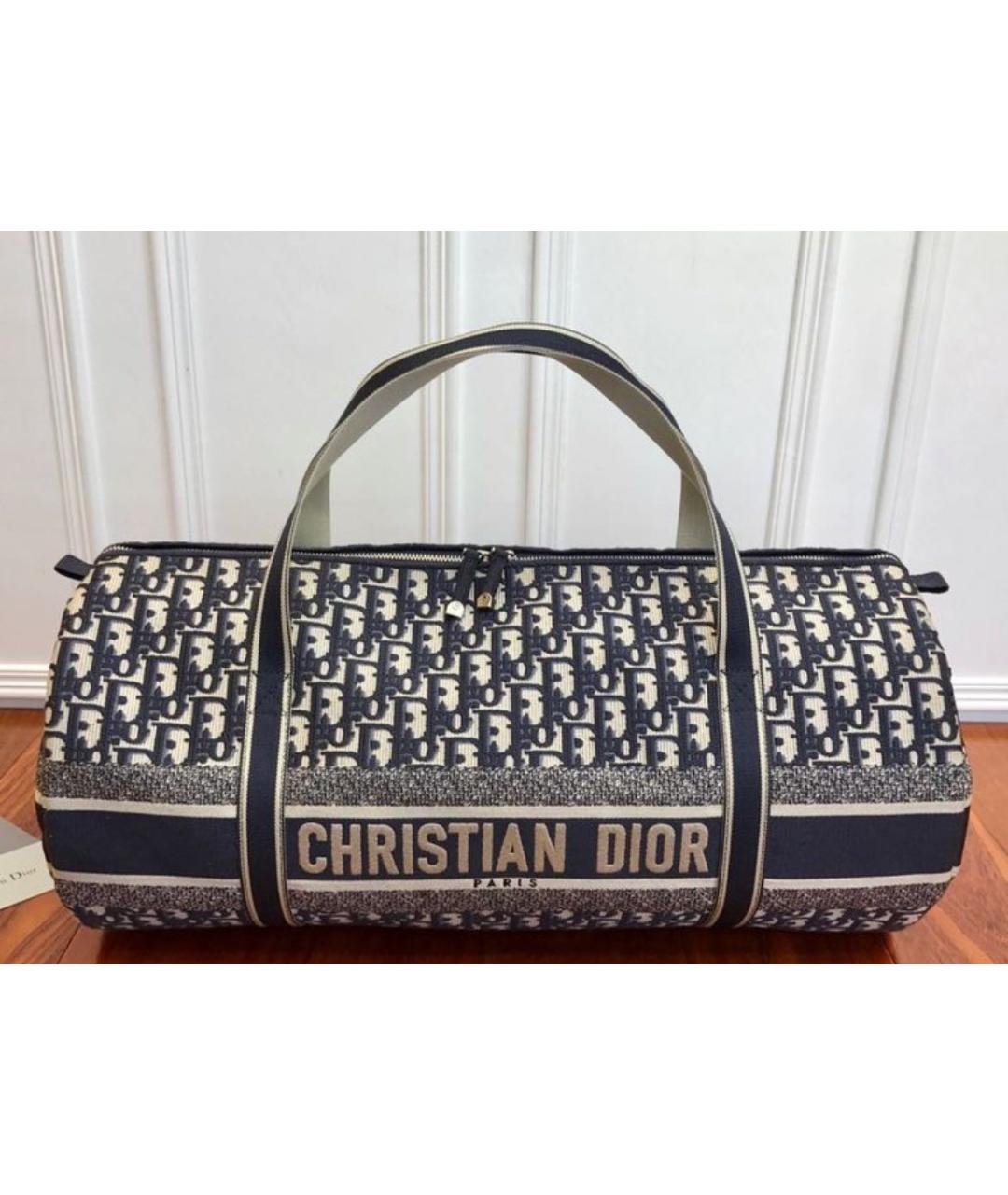 CHRISTIAN DIOR Темно-синяя жаккардовая дорожная/спортивная сумка, фото 2