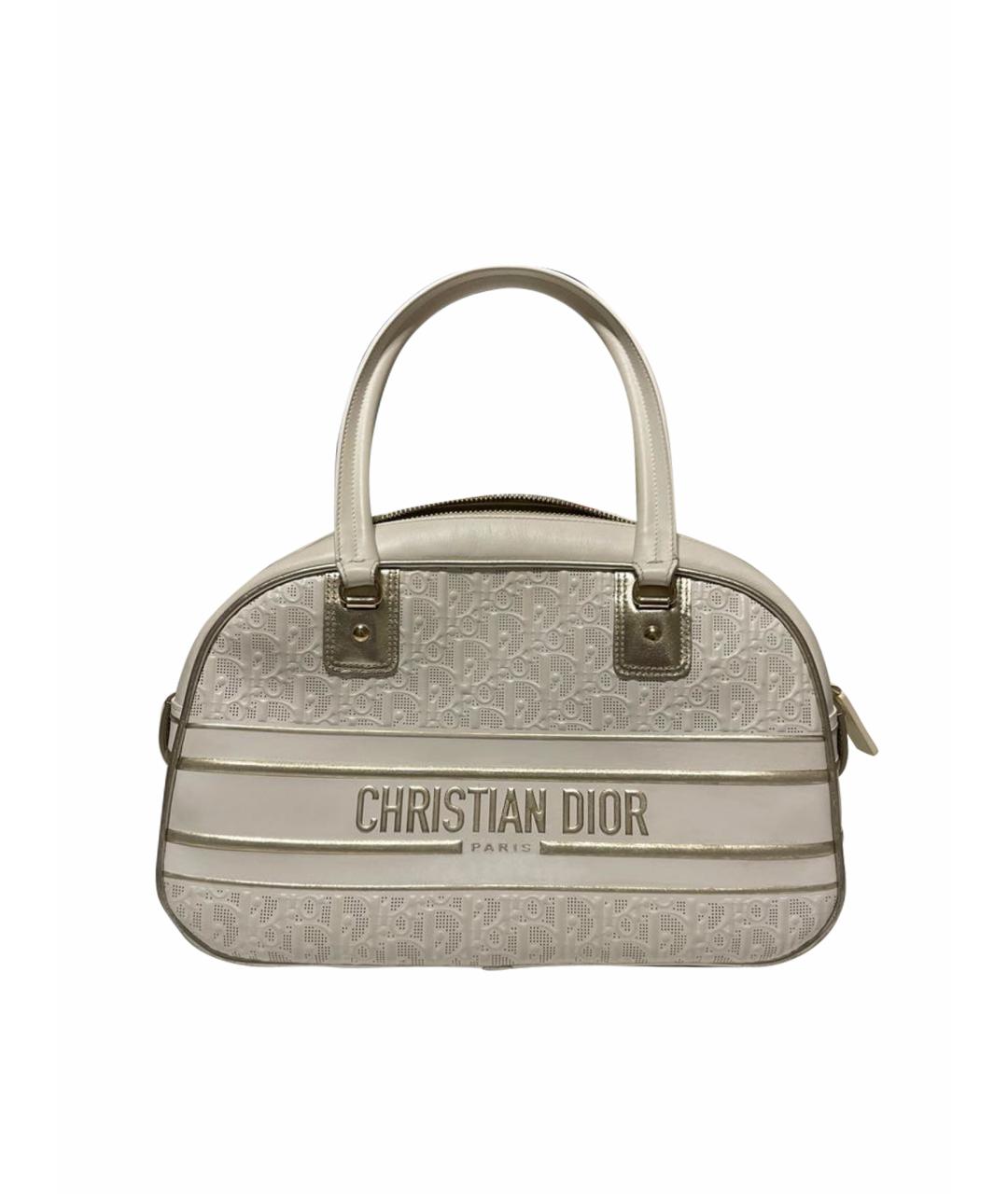 CHRISTIAN DIOR Белая кожаная сумка с короткими ручками, фото 1