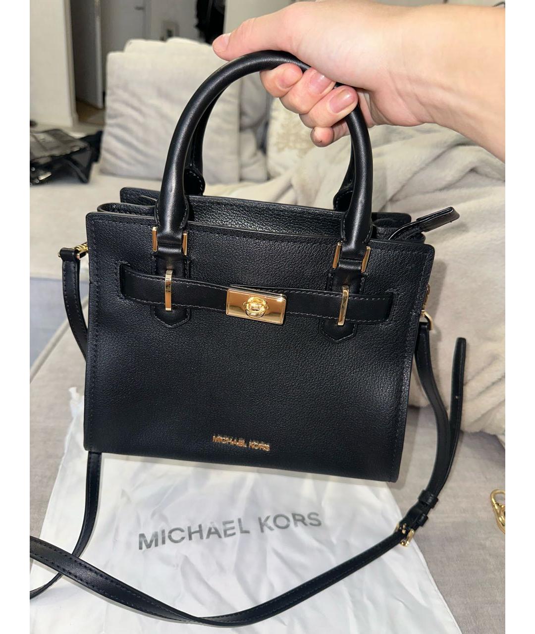 MICHAEL KORS Черная кожаная сумка тоут, фото 2