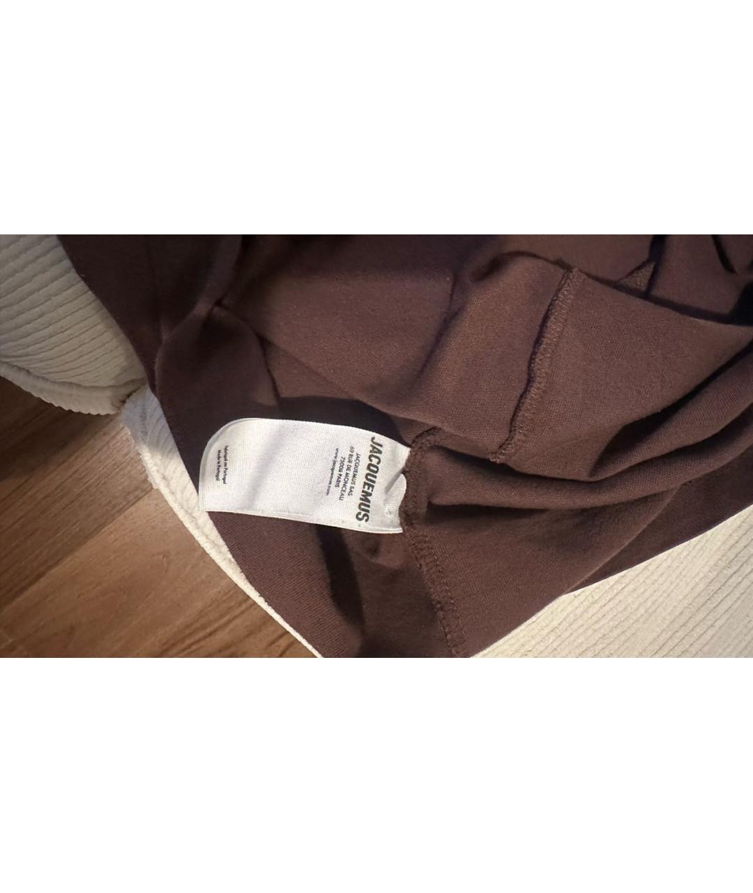 JACQUEMUS Коричневая хлопковая футболка, фото 4