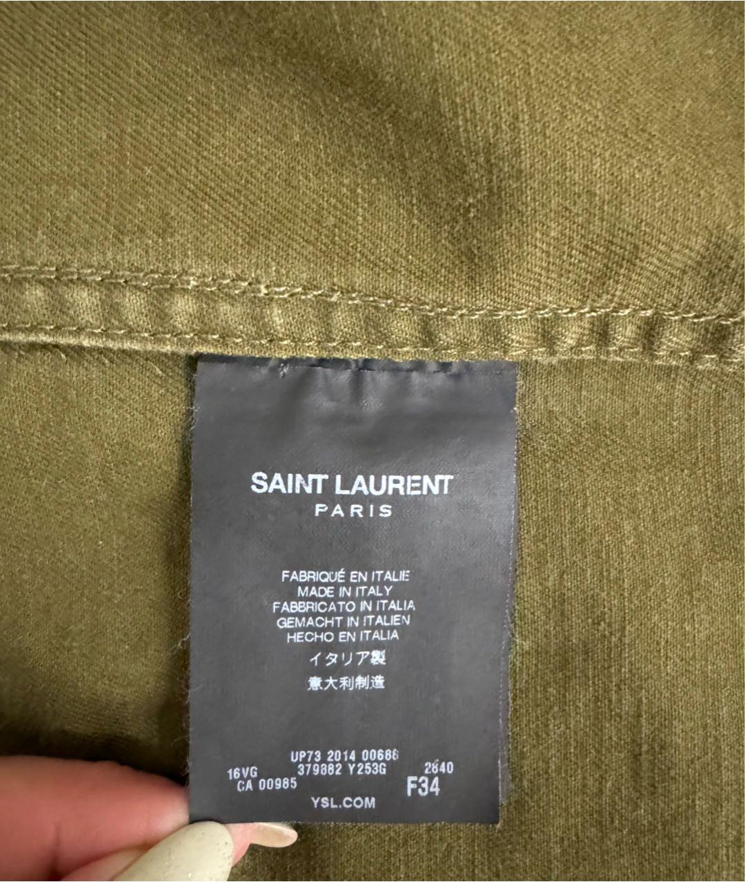 SAINT LAURENT Хаки хлопковая куртка, фото 4