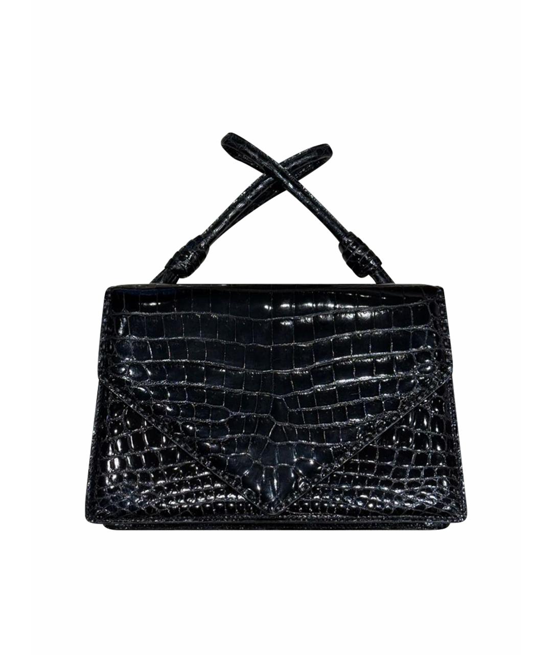 BOTTEGA VENETA Черная сумка с короткими ручками из экзотической кожи, фото 1