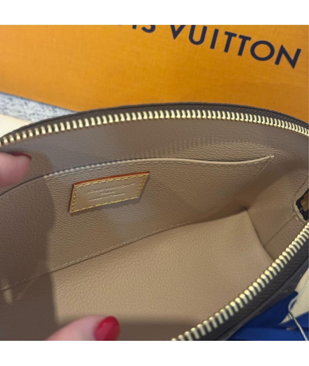LOUIS VUITTON Коричневая кожаная косметичка, фото 4