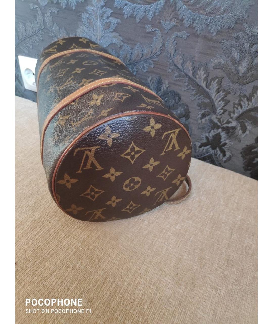 LOUIS VUITTON Коричневая кожаная сумка с короткими ручками, фото 3