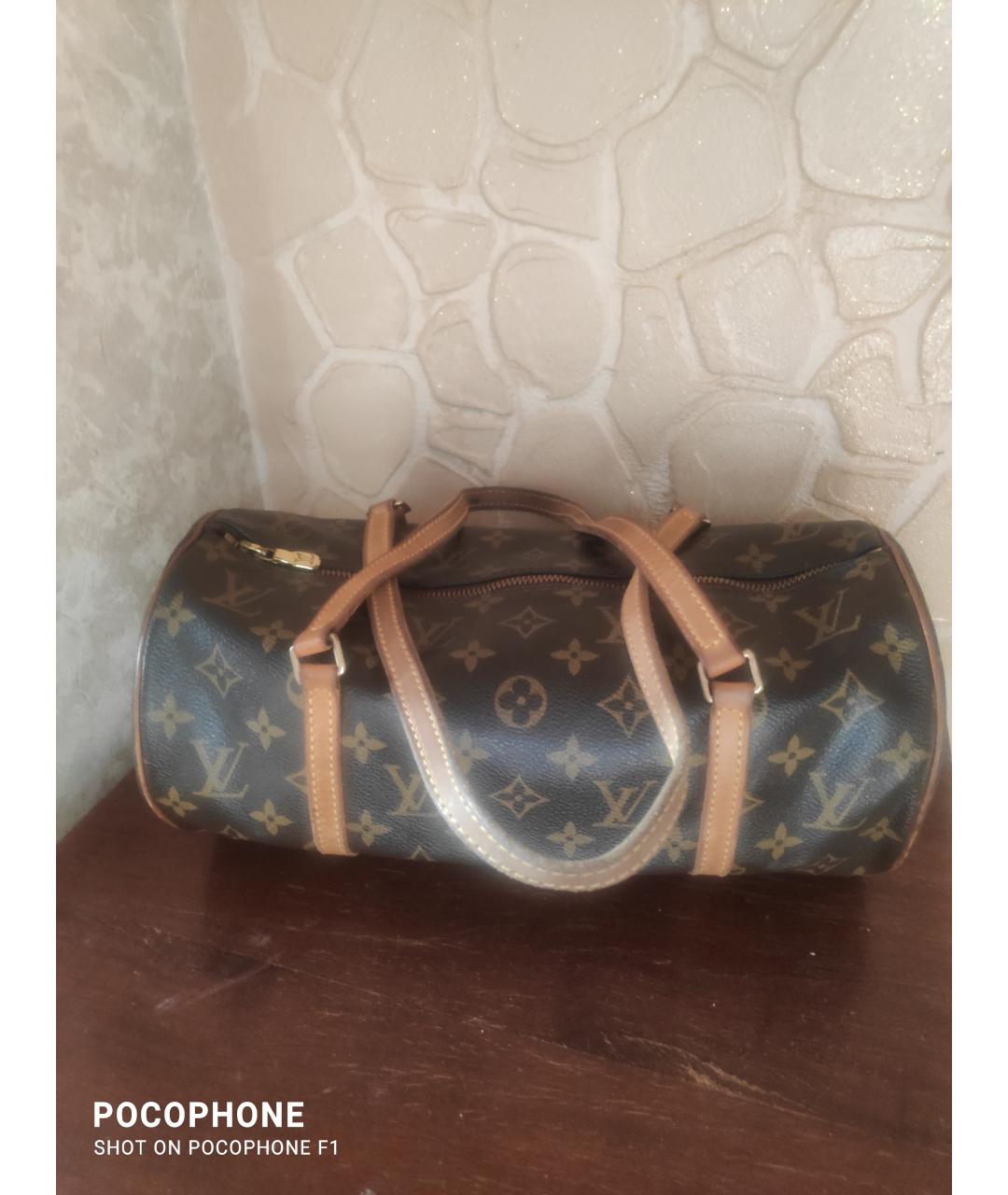 LOUIS VUITTON Коричневая кожаная сумка с короткими ручками, фото 3