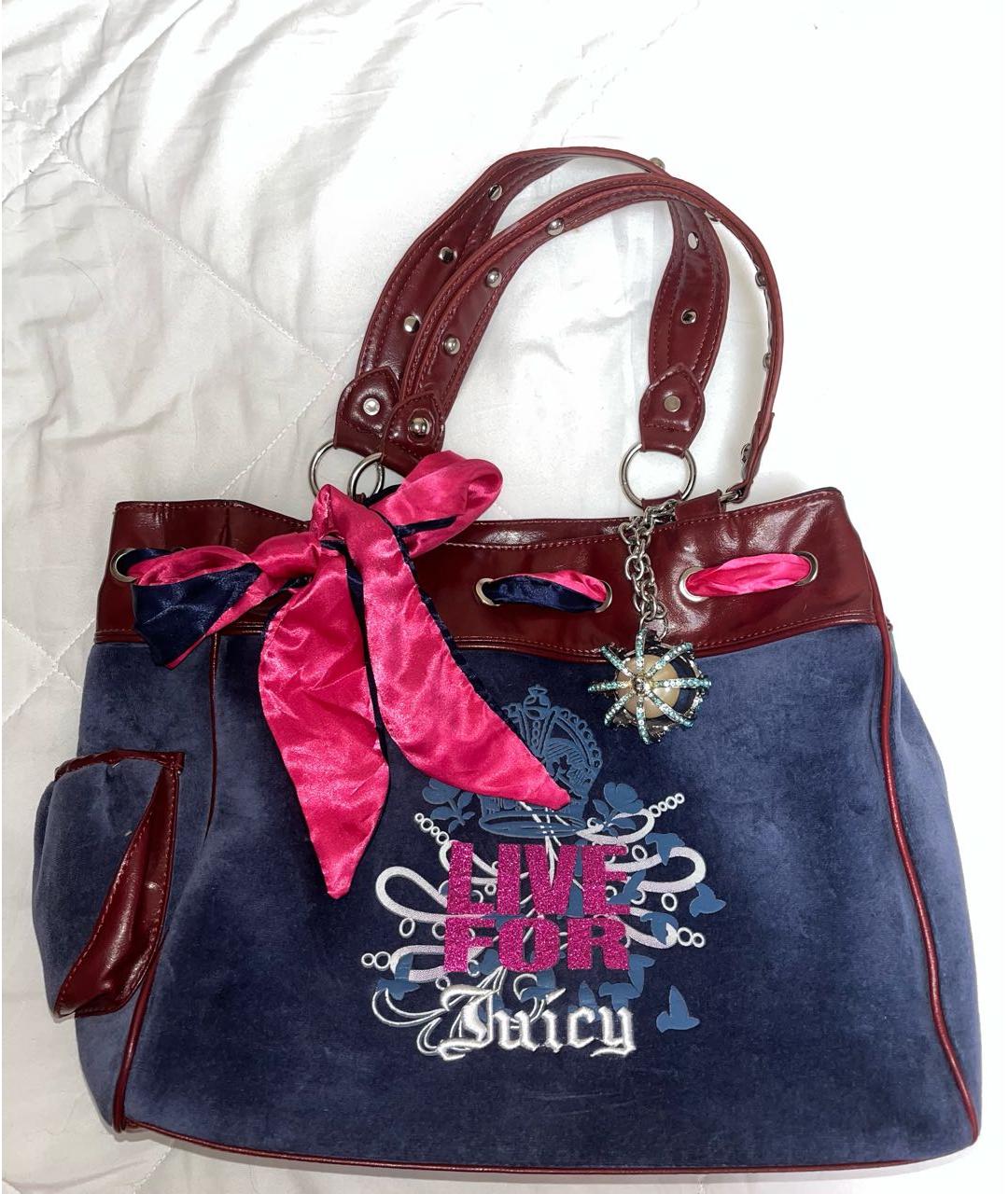 JUICY COUTURE Темно-синяя замшевая сумка с короткими ручками, фото 6