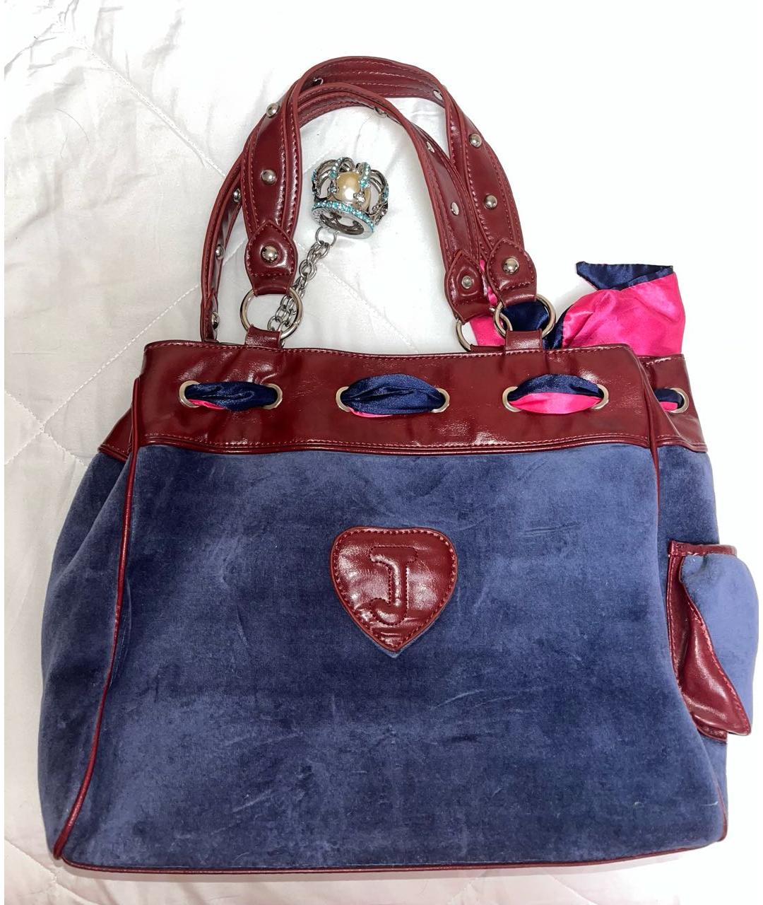 JUICY COUTURE Темно-синяя замшевая сумка с короткими ручками, фото 2