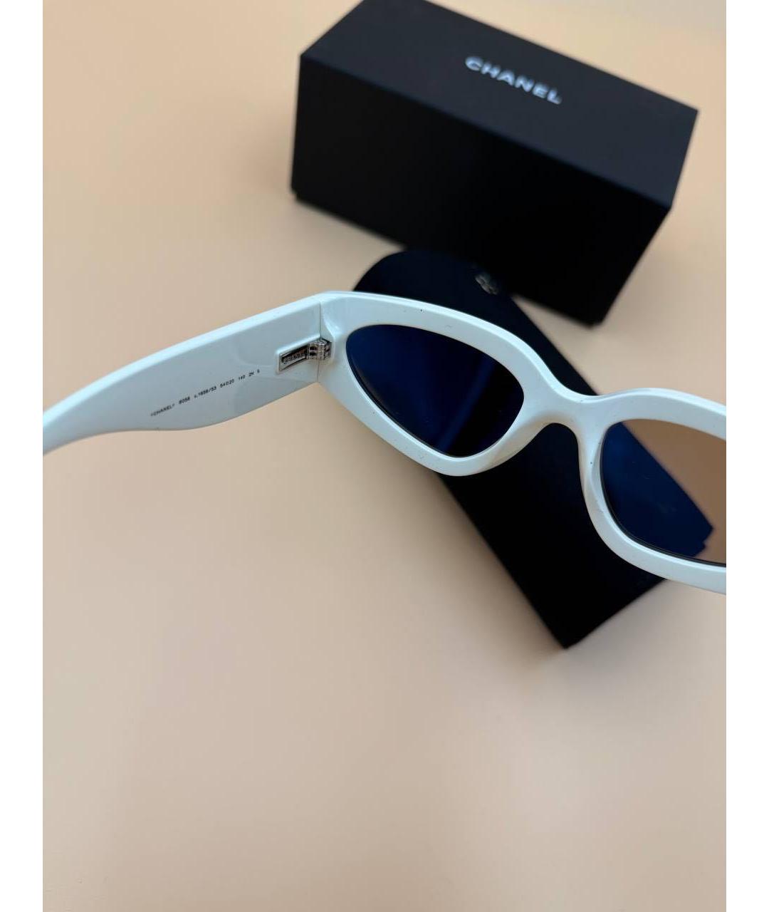 CHANEL Белые пластиковые солнцезащитные очки, фото 5