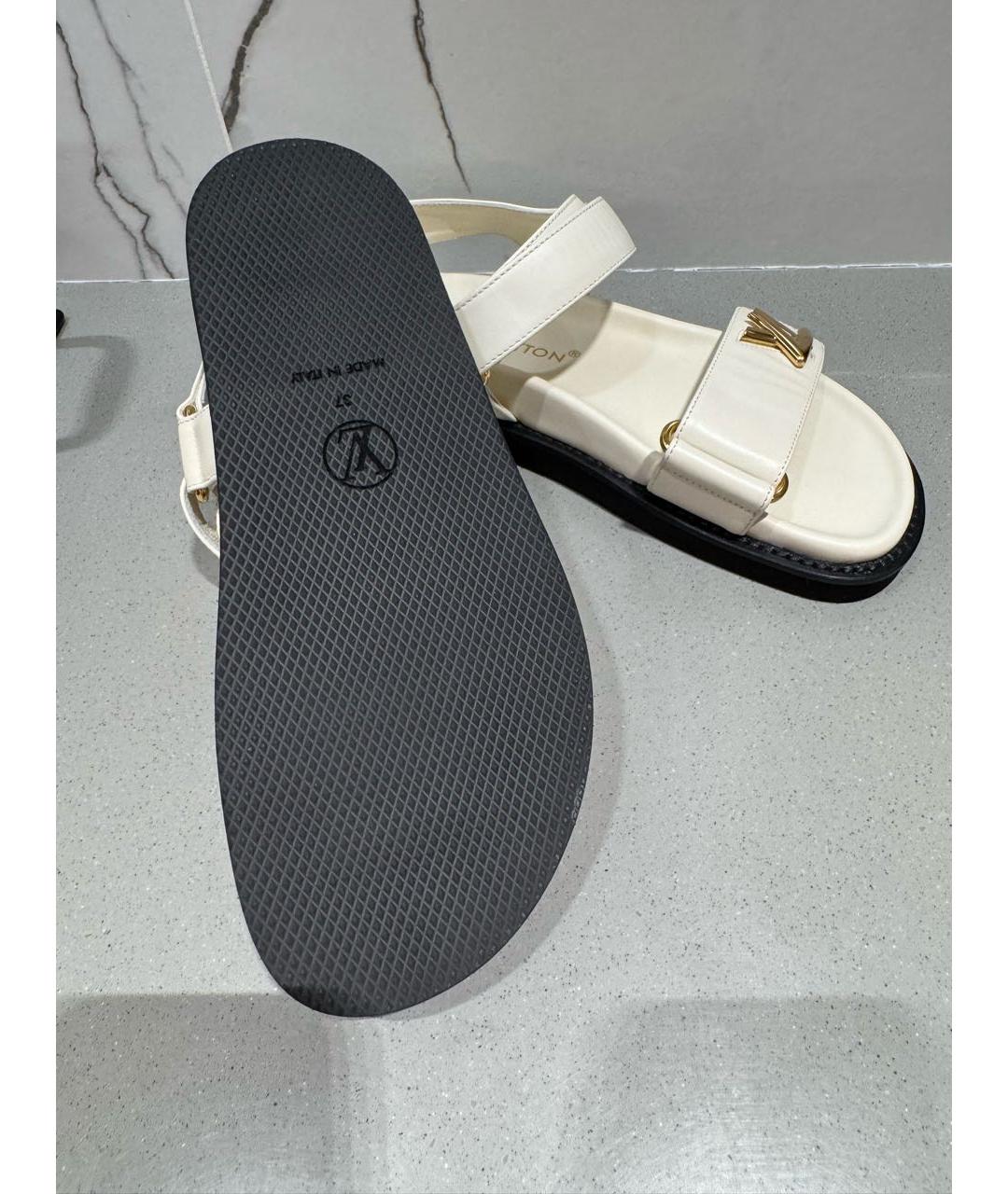 LOUIS VUITTON Белые кожаные сандалии, фото 4