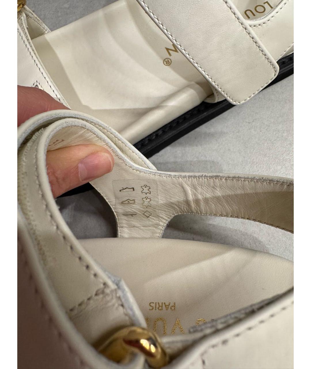 LOUIS VUITTON Белые кожаные сандалии, фото 5