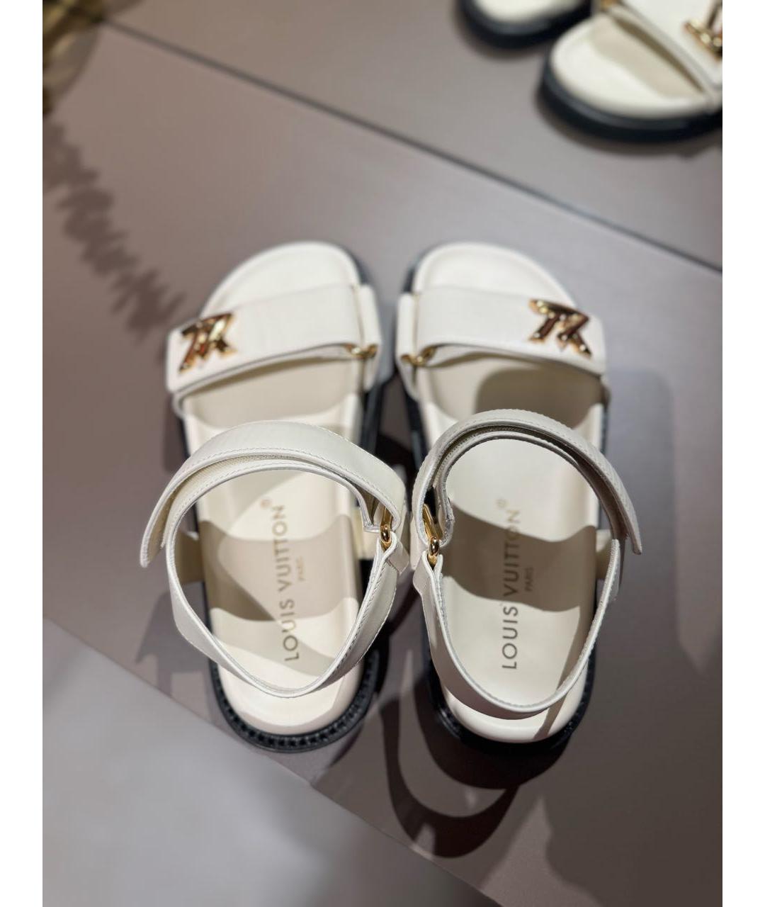 LOUIS VUITTON Белые кожаные сандалии, фото 2